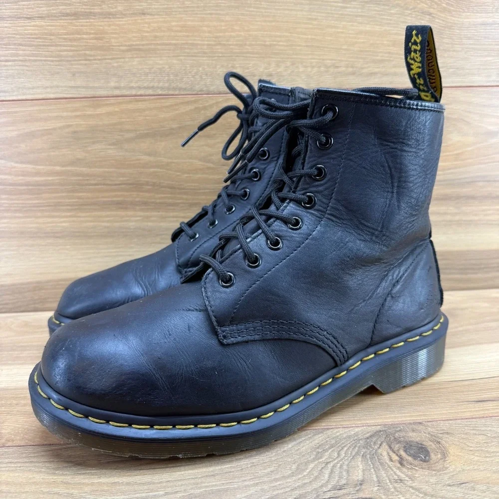 Dr Martens Combat Boots Mens 9 Black Leather Grunge Punk Y2K Lace Up 1460 Casual